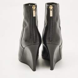 Jimmy Choo Black Leather Wedge Ankle Boots Size 37