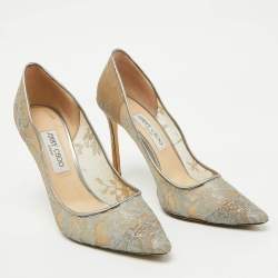 Jimmy Choo Grey Lace Love Pointed Toe Pumps Size 41