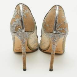 Jimmy Choo Grey Lace Love Pointed Toe Pumps Size 41