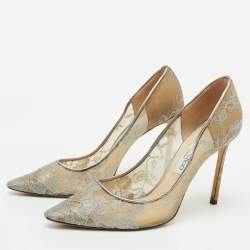 Jimmy Choo Grey Lace Love Pointed Toe Pumps Size 41