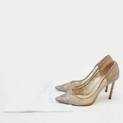 Jimmy Choo Grey Lace Love Pointed Toe Pumps Size 41