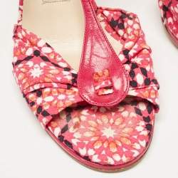 مملوكة مسبقًا Jimmy Choo Pink Fabric and Leather Wedge Sandals Size 38