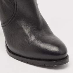 Pre Owned Jimmy Choo Black Leather Buckle  Mid Calf Boots Size 37.5