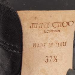 Pre Owned Jimmy Choo Black Leather Buckle  Mid Calf Boots Size 37.5