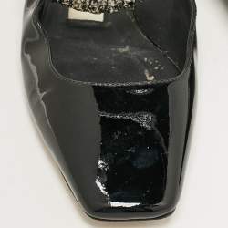 Jimmy Choo Black Patent Crystal Embellished Slingback Flat Sandals Size 35