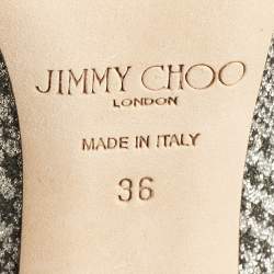 Jimmy Choo Silver Fabric Knee Length Boots Size 36