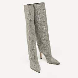 Jimmy Choo Silver Fabric Knee Length Boots Size 36