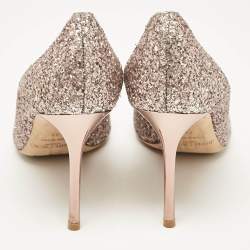 Pre Owned Jimmy Choo Rose Gold Glitter Romy Pumps Size 42