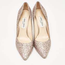 Pre Owned Jimmy Choo Rose Gold Glitter Romy Pumps Size 42