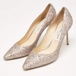 Pre Owned Jimmy Choo Rose Gold Glitter Romy Pumps Size 42