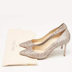 Pre Owned Jimmy Choo Rose Gold Glitter Romy Pumps Size 42