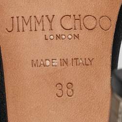 Jimmy Choo Black Leather and Velvet Aveline Ankle Strap Sandals Size 38