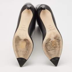 Pre Owned Jimmy Choo Black Leather Mid Calf Boots Size 35.5