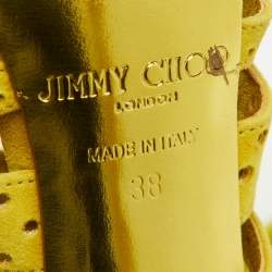 Jimmy Choo Yellow Perforated Suede Strappy Gladiator Sandals Size 38