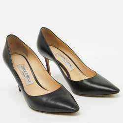 Pre Owned  Jimmy Choo Black Leather Love Pointed Toe Pumps Size 36.5
