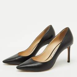 Pre Owned  Jimmy Choo Black Leather Love Pointed Toe Pumps Size 36.5