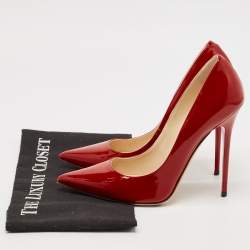 Pre Owned Jimmy Choo Red Patent Leather Love Pumps Size 38.5