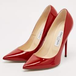 Pre Owned Jimmy Choo Red Patent Leather Love Pumps Size 38.5