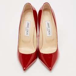 Pre Owned Jimmy Choo Red Patent Leather Love Pumps Size 38.5