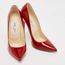 Pre Owned Jimmy Choo Red Patent Leather Love Pumps Size 38.5