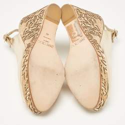 Jimmy Choo Gold Leather Prova Cork Wedge Sandals Size 40