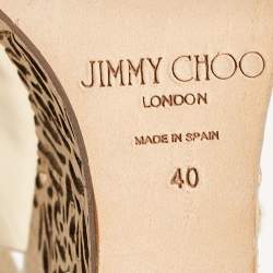 Jimmy Choo Gold Leather Prova Cork Wedge Sandals Size 40
