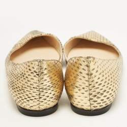 Jimmy Choo Gold/Black Snakeskin D'orsay Ballet Flats Size 36.5