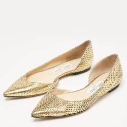 Jimmy Choo Gold/Black Snakeskin D'orsay Ballet Flats Size 36.5