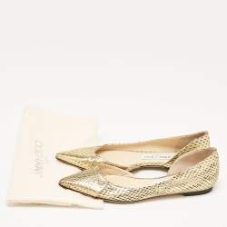 Jimmy Choo Gold/Black Snakeskin D'orsay Ballet Flats Size 36.5
