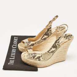 Jimmy Choo Two Tone Python Embossed Leather Polar Wedge Sandals Size 39