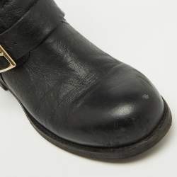 Jimmy Choo Black Leather Biker Ankle Boots Size 37