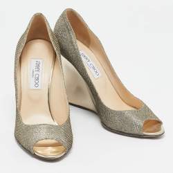 Jimmy Choo Metallic Glitter Baxen Wedge Pumps Size 39