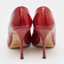 Jimmy Choo Red Lizard Embossed Leather Romy Pumps Size 39