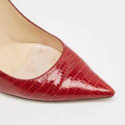 Jimmy Choo Red Lizard Embossed Leather Romy Pumps Size 39