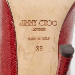 Jimmy Choo Red Lizard Embossed Leather Romy Pumps Size 39