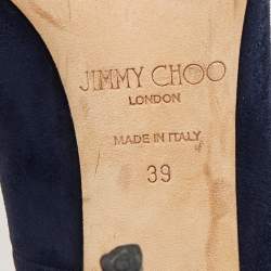 Pre Owned Jimmy Choo Navy Blue Suede Abel Pumps Size 39