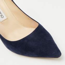 Pre Owned Jimmy Choo Navy Blue Suede Abel Pumps Size 39