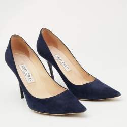 Pre Owned Jimmy Choo Navy Blue Suede Abel Pumps Size 39