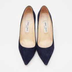 Pre Owned Jimmy Choo Navy Blue Suede Abel Pumps Size 39