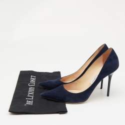 Pre Owned Jimmy Choo Navy Blue Suede Abel Pumps Size 39