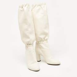 Jimmy Choo White Leather Maxyn Knee Length Boots Size 43