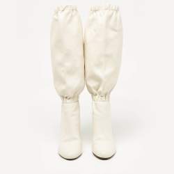 Jimmy Choo White Leather Maxyn Knee Length Boots Size 43