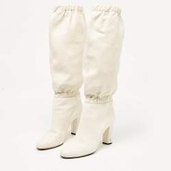 Jimmy Choo White Leather Maxyn Knee Length Boots Size 43