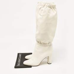 Jimmy Choo White Leather Maxyn Knee Length Boots Size 43