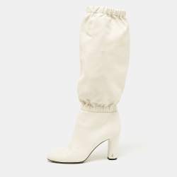 Jimmy Choo White Leather Maxyn Knee Length Boots Size 43