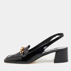 Pre Owned Jimmy Choo Black Patent Leather Block Heel Pumps Size 43