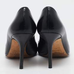 Pre Owned حذاء كعب عالي جيمي تشو إيزابيل جلد أسود لامع مقدمة مفتوحة مقاس 37