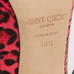 Jimmy Choo Black/Pink Leopard Print Patent Leather Open Toe Pumps Size 40.5