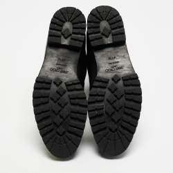 Pre Owned Jimmy Choo Black Leather Crystal Embellished Hatcher Boots Size 41.5