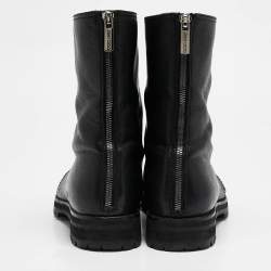 Pre Owned Jimmy Choo Black Leather Crystal Embellished Hatcher Boots Size 41.5